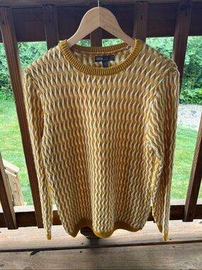 ASOS Yellow & Cream Textured Crewneck Sweater - Men
